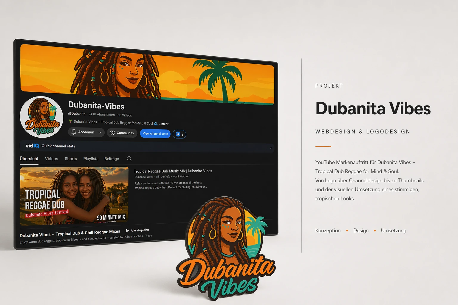 Logo für den YouTube-Kanal Cubanita Vibes im Retro-Illustrationsstil – entworfen von TG Grafikdesign